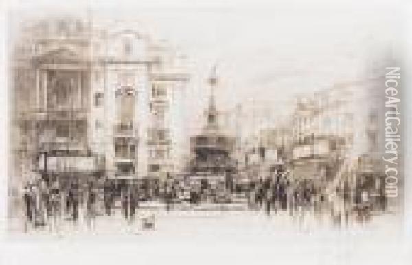 Omnibus In Piccadilly Oil Painting - William Walcot