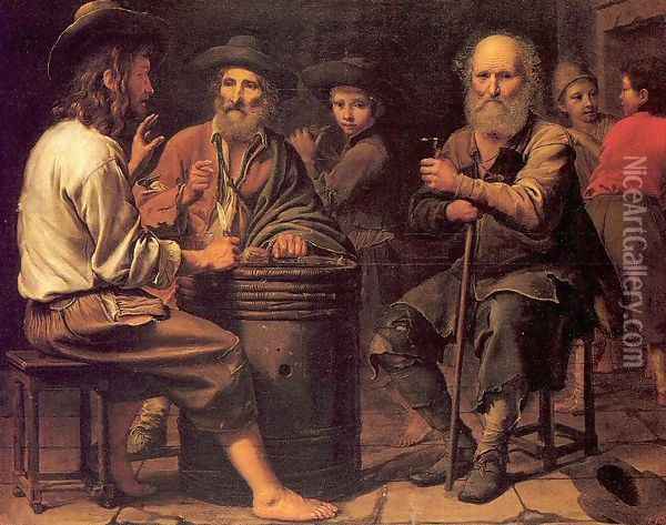 Peasants in a Tavern 1640s Oil Painting - Le Nain Brothers