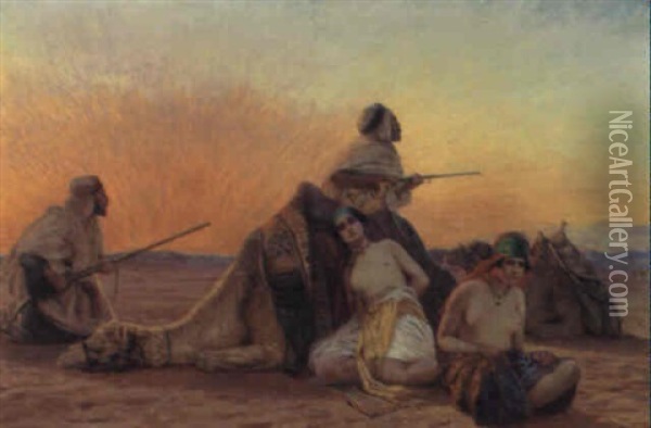 Captives Of The Desert Oil Painting - Otto Pilny