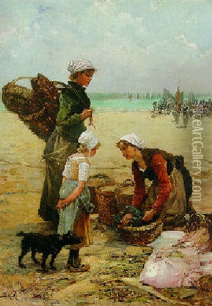 A Day's Catch Oil Painting - Pierre-Marie Beyle
