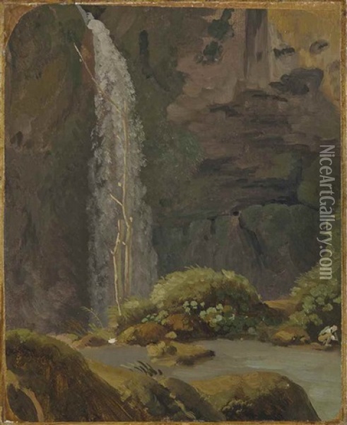 La Cascade Dans La Grotte De Neptune A Tivoli Oil Painting - Simon-Joseph-Alexandre Clement Denis