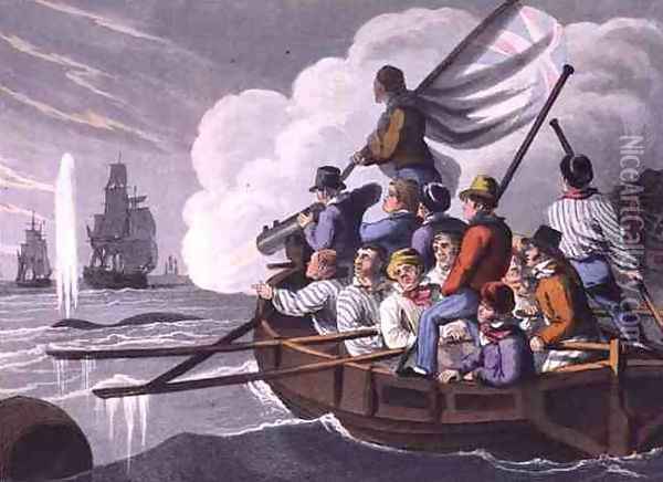 Shooting the Harpoon at a Whale Oil Painting - John Heaviside Clark