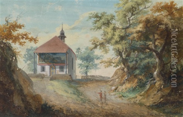 The Tell Chapel In The Hohle Gasse Near Kussnacht Oil Painting - Caspar Wolf