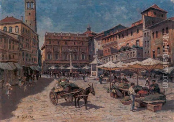 Verona, Piazza Delle Erbe Oil Painting - Robert Balcke