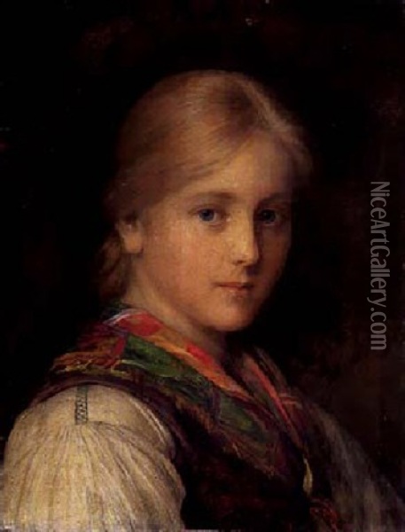 Blondes Dirndl Oil Painting - Franz Von Defregger