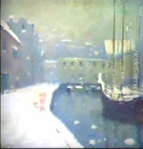 Wharf Scene Oil Painting - Arthur Clifton Goodwin