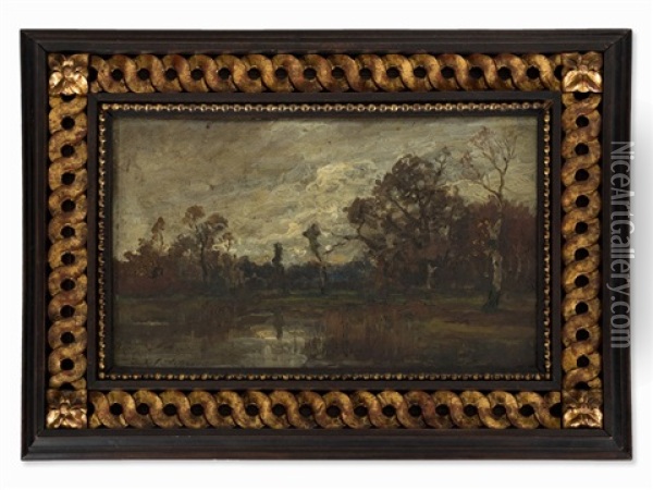 River Landscape In Autumn Oil Painting - Conrad Eilers