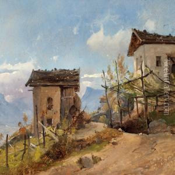 Landscape In Tirolnear Meran Oil Painting - Vilhelm Peter Carl Petersen