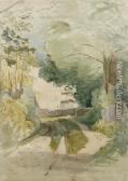 A Lane At Kemsing, Near Sevenoaks, Kent Oil Painting - John Middleton