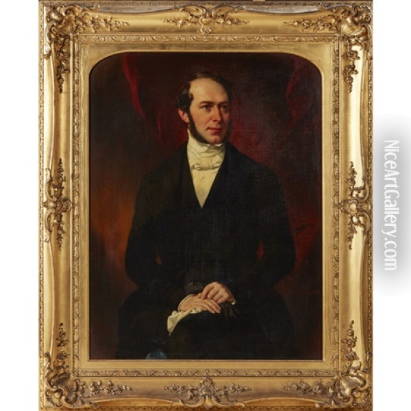 Portrait Of Reverend Robert Nisbet, Of St. Giles, Edinburgh 1814-1874 Oil Painting - Eugene Deveria