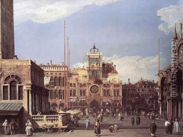 Piazza San Marco: the Clocktower Oil Painting - (Giovanni Antonio Canal) Canaletto