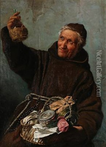 A Monk With A Basket Oil Painting - Wenzel Ulrik Tornoe