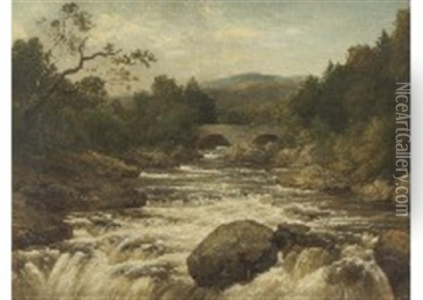 Rocks In River Oil Painting - Edmund Gill