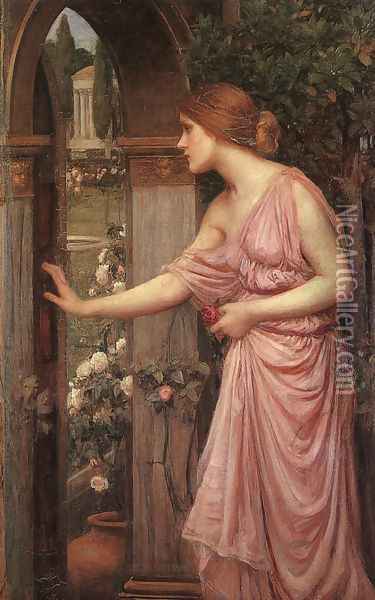 Psyche Opening the Door into Cupids Garden 1904 Oil Painting - John William Waterhouse