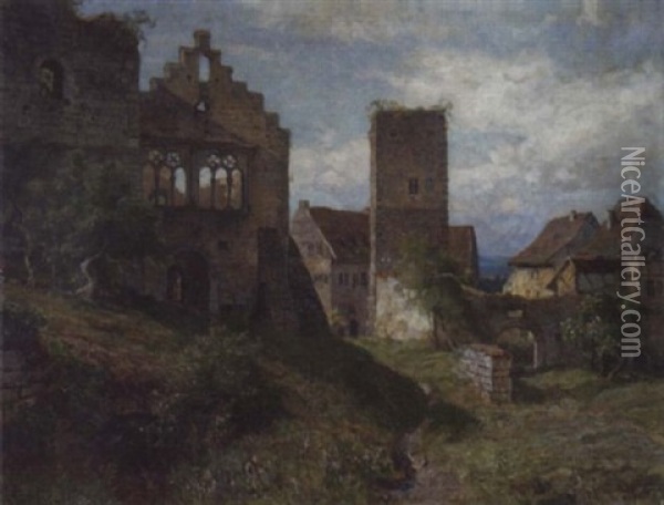 In Den Ruinen Der Salzburg Bei Kissingen Oil Painting - Hermann Schnee