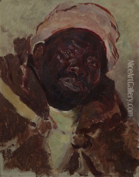 Portrait Of A Black Man Oil Painting - Leon Bakst