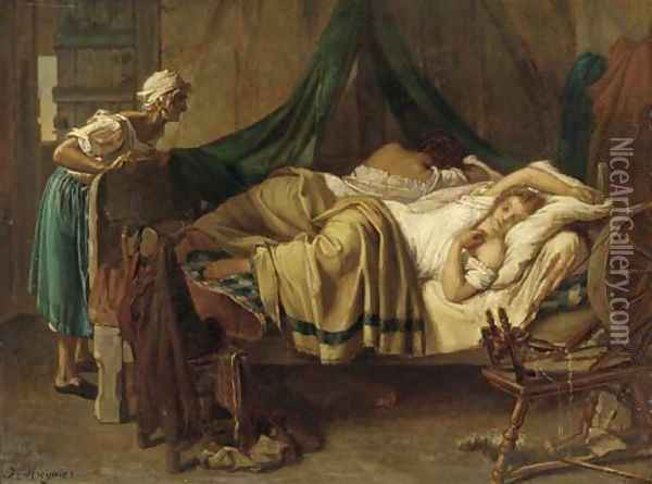 Sleeping beauties Oil Painting - Jules Joseph Meynier