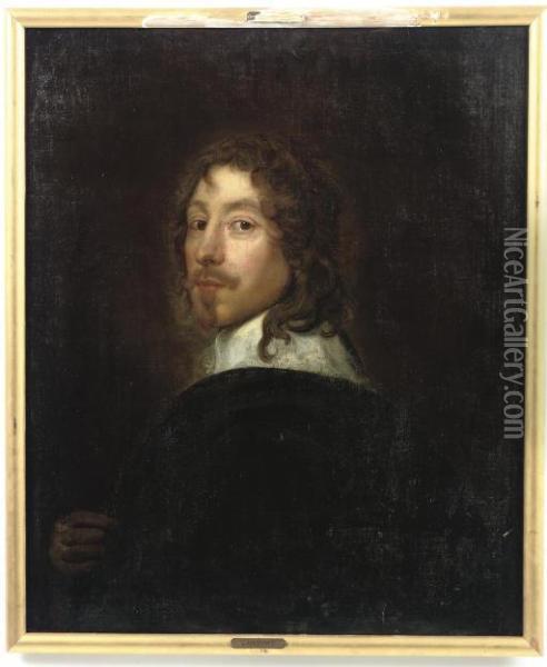 Portrait Of A Gentleman, Half-length In A Black Coat And Lawn Collar Oil Painting - Sir Anthony Van Dyck