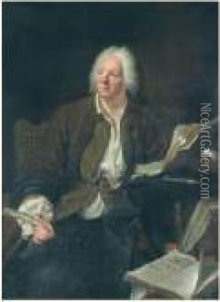 Portrait De Jean-baptiste Rousseau Poete Oil Painting - Jacques Andre Joseph Aved