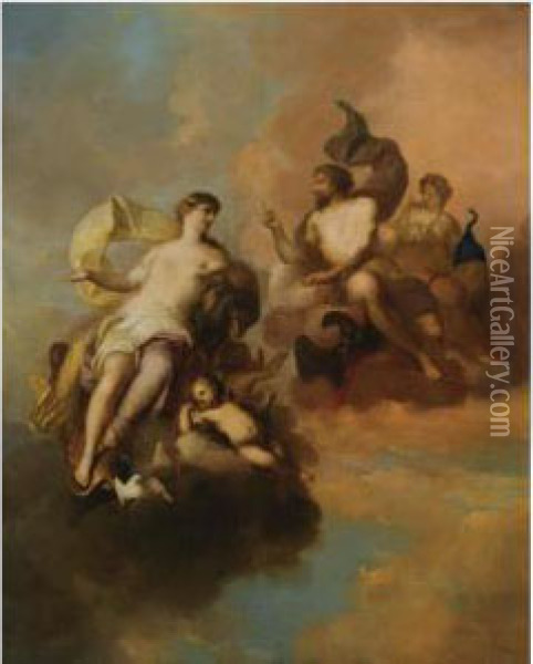 Jupiter, Hera And Venus Oil Painting - Matheus Terwesten