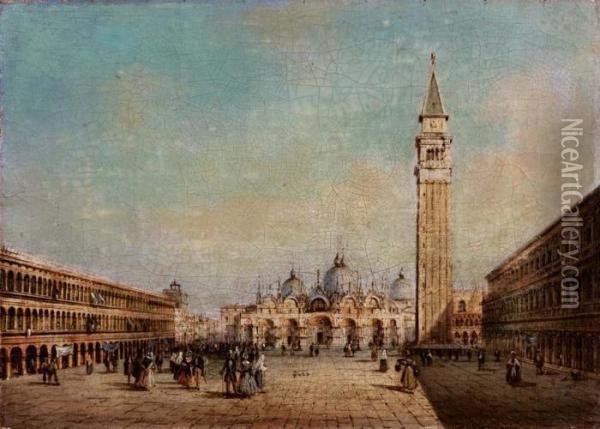 Piazza San Marco A Venezia Oil Painting - Carlo Grubacs