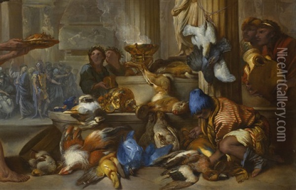 A Pagan Sacrifice In The Temple Of Jerusalem Oil Painting - Giovanni Benedetto Castiglione
