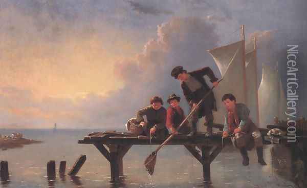 Boys Crabbing 1855 Oil Painting - William Tylee Ranney
