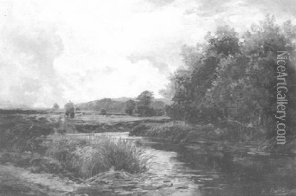 A Quiet River Oil Painting - Edward H. Davies