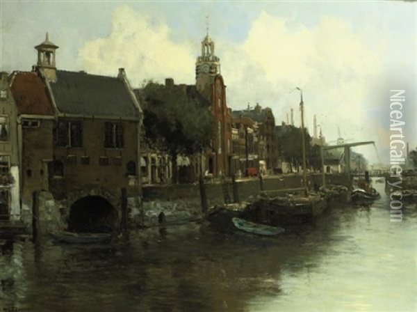 The Aelbrechtskolk In Delfshaven, Rotterdam Oil Painting - Willem George Frederik Jansen