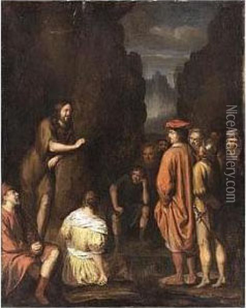 The Preaching Of John The Oil Painting - Rembrandt Van Rijn