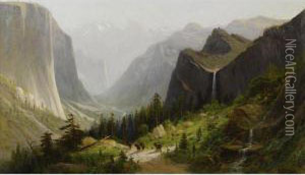 Yosemite Valley, California From Artist's Point Oil Painting - Frederick Ferdinand Schafer