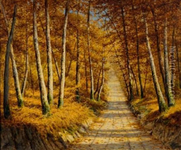 Chemin De La Grande Vallee En Foret De Fontainebleau Oil Painting - Adrien Schulz