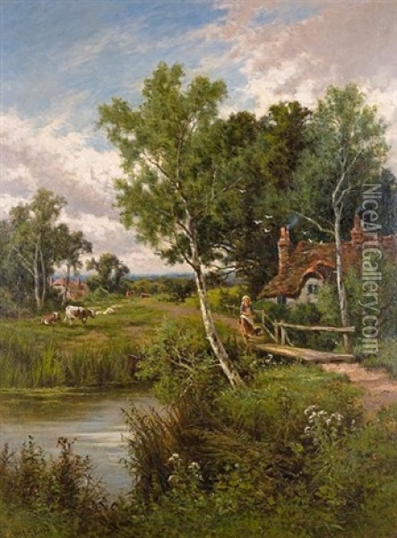 At Ewhurst Hill, Surrey Oil Painting - Henry H. Parker