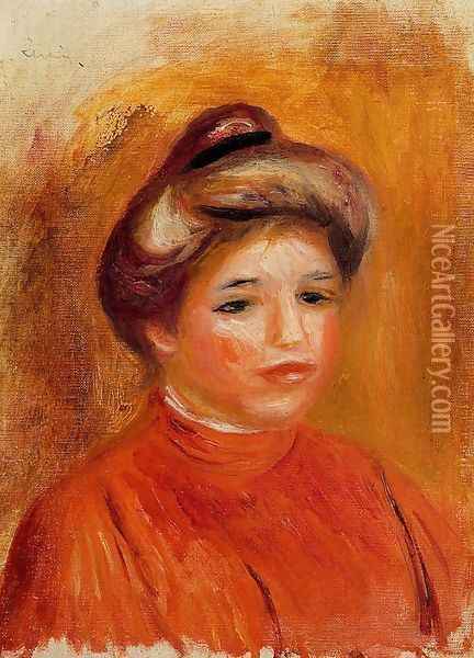 Head of a Woman 3 Oil Painting - Pierre Auguste Renoir