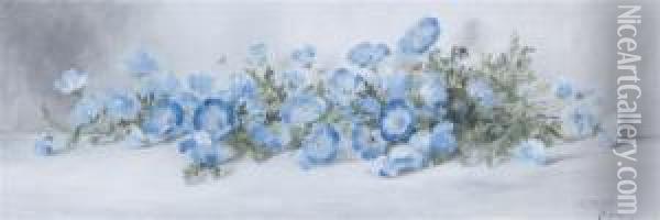 Blue Flowers Oil Painting - Evelyn Almond Withrow