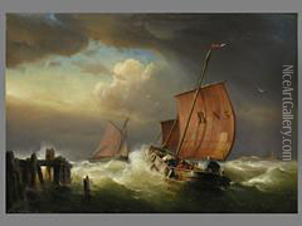 Sturmische See Oil Painting - Franz Johann (Wilhelm) Hunten