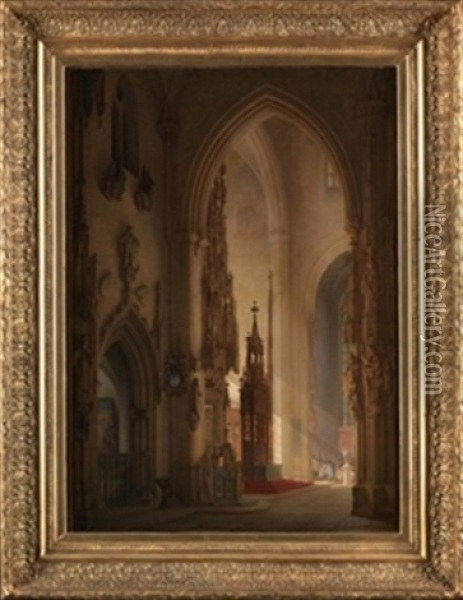 Interior De Catedral Oil Painting - Francois Antoine Bossuet