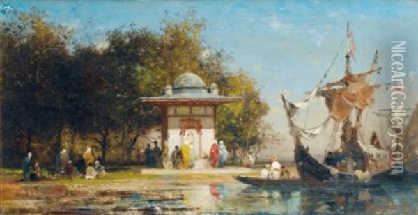 Fontaine Au Bord De La Mer En Turquie Oil Painting - Germain Fabius Brest