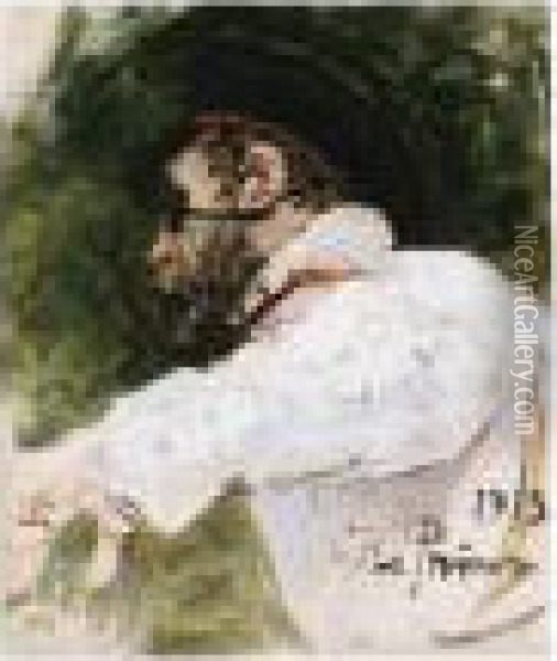 Study Of A Bearded Man In Peaked Cap Oil Painting - Ilya Efimovich Efimovich Repin