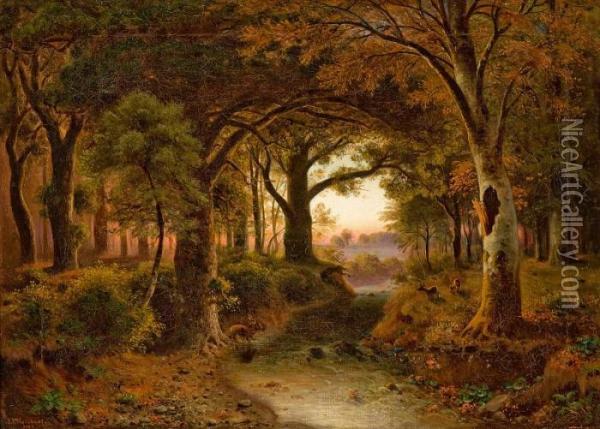 In The Forest Oil Painting - Johann Jakob Reinhardt