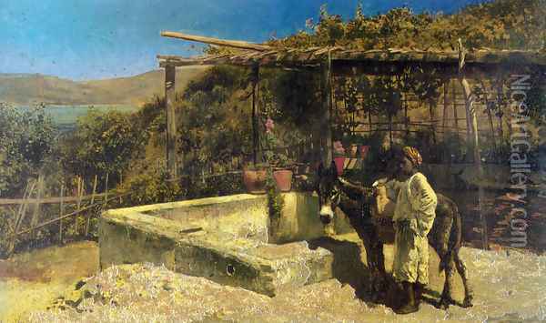 By The Well Oil Painting - Edwin Lord Weeks