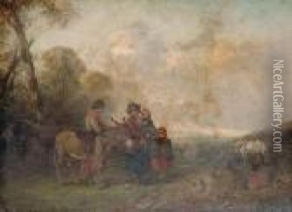The Camp Oil Painting - Snr William Shayer