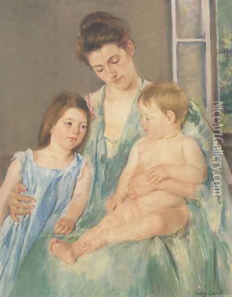 Young Mother And Two Children 1908 Oil Painting - Mary Cassatt