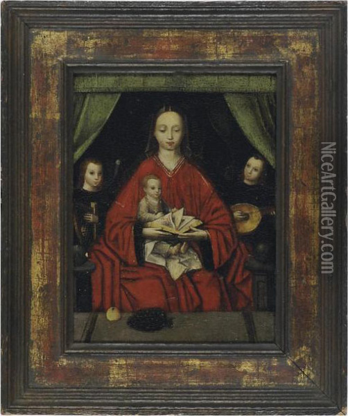 The Virgin And Child With Music-making Angels Oil Painting - Marcellus Coffermans