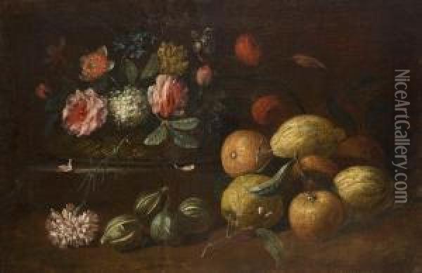 Blumen-und Fruchtstilleben Oil Painting - Willem Van Royen