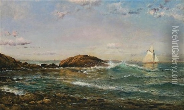 Sailing Off Indian Rock, Narragansett Bay Oil Painting - Edmund Darch Lewis
