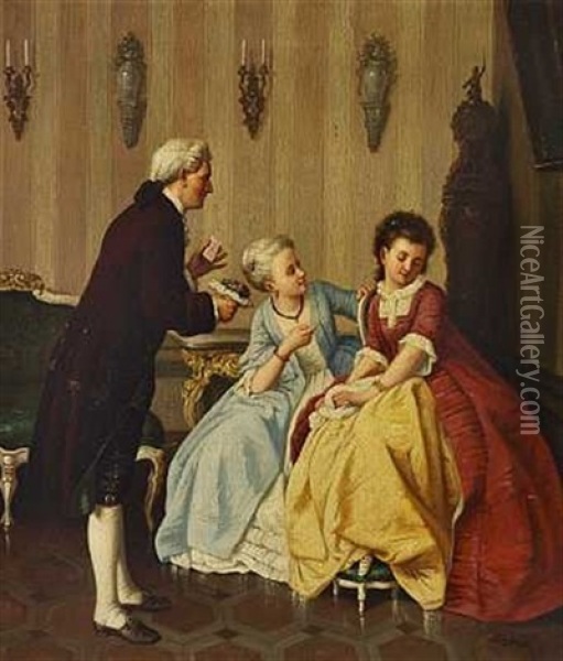 Den Unge Pige Kurtiseres Oil Painting - Pierre Francois Leonard Fontaine