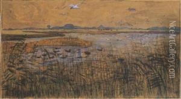 Landschap Op Texel Oil Painting - Theodorus Van Hoytema