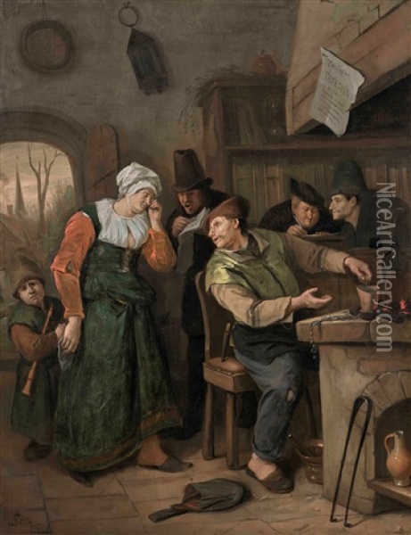 Burns At The Plough Oil Painting - Jan Steen