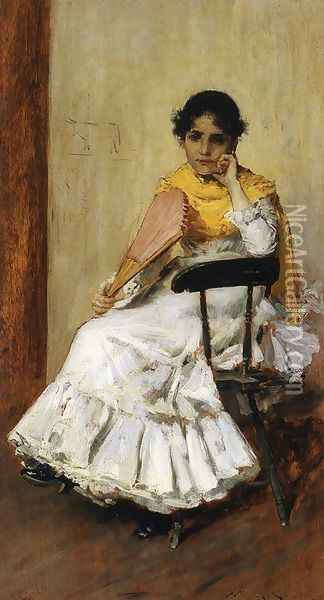 A Spanish Girl aka Portrait of Mrs. Chase in Spanish Dress Oil Painting - William Merritt Chase